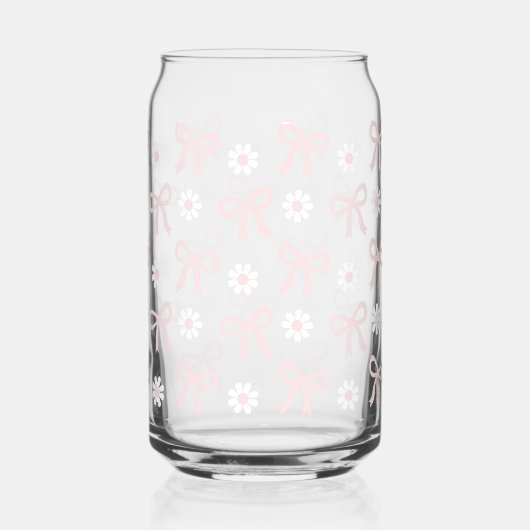 Spring Pink Bows & Daisy's Beverage Glass  Dosenglas (Rückseite)