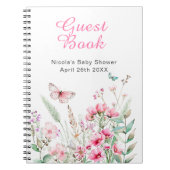 Spring Pink Butterfly Floral Baby Shower Notizblock (Vorderseite)