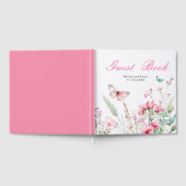 Spring Pink Butterfly Floral Wedding Gästebuch (Voll)