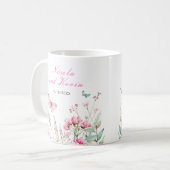 Spring Pink Butterfly Floral Wedding Kaffeetasse (Vorderseite Links)