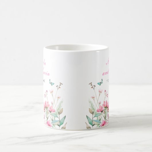 Spring Pink Butterfly Floral Wedding Kaffeetasse (Mittel)