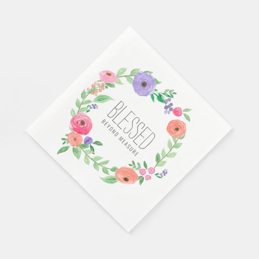 Spring Pink Floral Blessed Beyond Measure Serviette (Ecke)