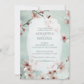 Spring Pink Floral on Teal Wedding Invitation Einladung (Vorderseite)