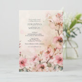Spring Pink Floral Wedding Invitation Einladung (Stehend Vorderseite)