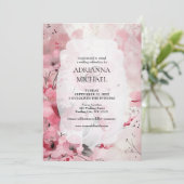 Spring Pink Floral Wedding Invitation Einladung (Stehend Vorderseite)