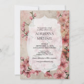 Spring Pink Floral Wedding Invitation Einladung (Vorderseite)