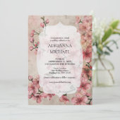 Spring Pink Floral Wedding Invitation Einladung (Stehend Vorderseite)