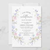 Spring Pink Lila Kleine Wildblume Kinderdusche Einladung (Vorderseite)