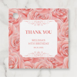 Spring Pink Roses Blossom Floral Vielen Dank Geschenkanhänger