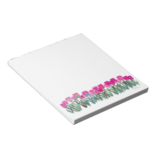 Spring Pink Tulips 5,5" x 6" Notepad - 40 Seiten Notizblock (angewinkelt)