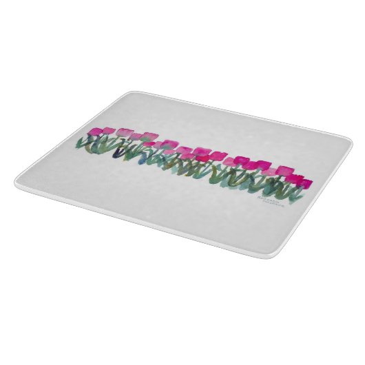 Spring Pink Tulips Glass Cutting Board 6"x7" Schneidebrett (Ecke)