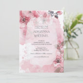 Spring Pink & White Floral Wedding Invitation Einladung (Stehend Vorderseite)