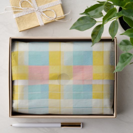 Spring Plaid Blue Pink Yellow  Seidenpapier (Geschenk)