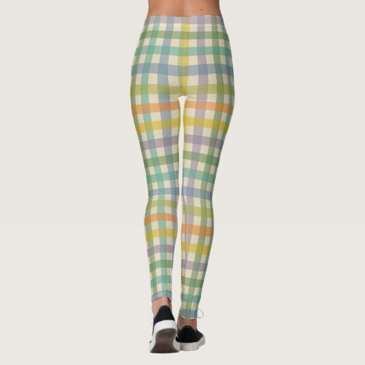 Spring Plaid Pattern in Orange Green and Brown Leggings (Rückseite)