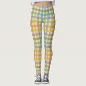 Spring Plaid Pattern in Orange Green and Brown Leggings (Vorderseite)