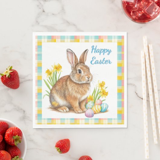 Spring Plaid with Easter Bunny Serviette (Beispiel)