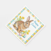 Spring Plaid with Easter Bunny  Serviette (Ecke)
