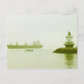 Spring Point Ledge Lighthouse Freighter Portland Postkarte (Vorderseite)