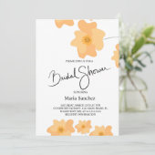 Spring Poppy Peach Floral Brautparty Einladung (Stehend Vorderseite)