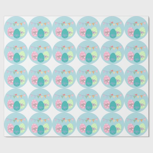 Spring powder blue Easter eggs Geschenkpapier (Flach)