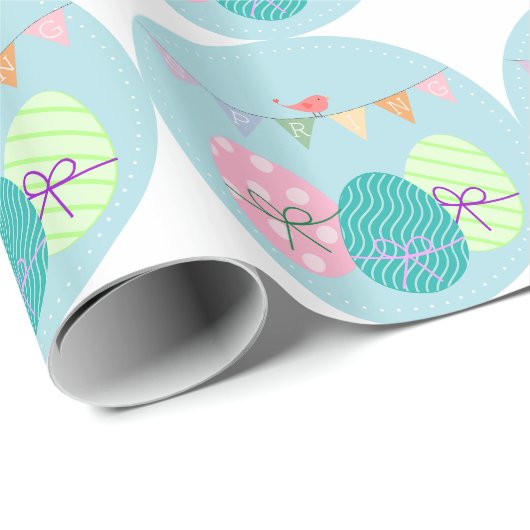 Spring powder blue Easter eggs Geschenkpapier (Rolleneckpunkt)
