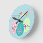 Spring powder blue Easter eggs Runde Wanduhr (Winkel)