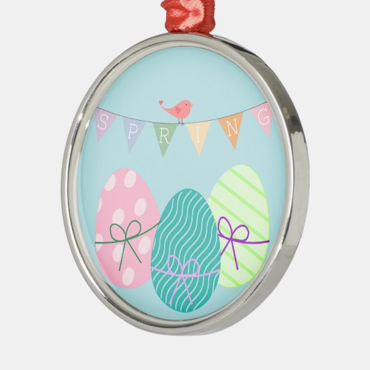 Spring powder blue Easter eggs Silbernes Ornament (Links)