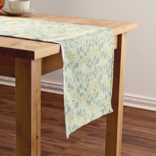 Spring Primrose & Sage Watercolor Table Runner Kurzer Tischläufer (Beispiel)