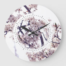 Spring Pum Blossom Tree Elegantes Foto Große Wanduhr