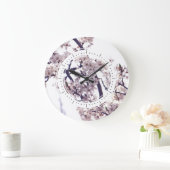 Spring Pum Blossom Tree Elegantes Foto Große Wanduhr (Zuhause)