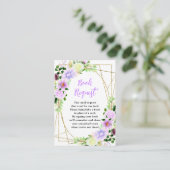 Spring Purple Floral Baby Shower Book Request Begleitkarte (Stehend Vorderseite)