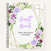 Spring Purple Floral Baby Shower Guest Book Notizblock (Vorderseite)