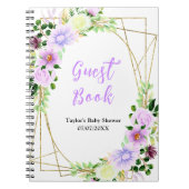 Spring Purple Floral Baby Shower Guest Book Notizblock (Vorderseite)