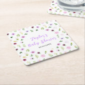 Spring Purple Floral Baby Shower Rechteckiger Pappuntersetzer (angewinkelt)