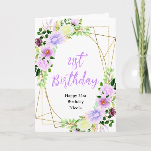 Spring Purple Floral Birthday Karte (Vorderseite)