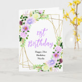 Spring Purple Floral Birthday Karte (Gelbe Blume)