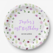 Spring Purple Floral Birthday Pappteller (Vorderseite)