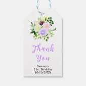 Spring Purple Floral Birthday Party Thank You Geschenkanhänger (Vorderseite)