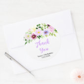 Spring Purple Floral Birthday Party Thank You Runder Aufkleber (Umschlag)