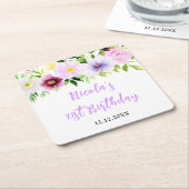 Spring Purple Floral Birthday Rechteckiger Pappuntersetzer (angewinkelt)