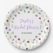 Spring Purple Floral Bridal Shower Pappteller (Vorderseite)