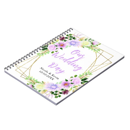 Spring Purple Floral Wedding Planner Notizblock (Linke Seite)