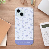 Spring Purple Flowers Pattern iPhone 15 Hülle