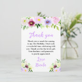 Spring Purple Flowers with Foliage Birthday Dankeskarte (Stehend Vorderseite)