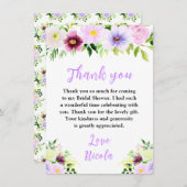 Spring Purple Flowers with Foliage Bridal Shower Dankeskarte (Vorne/Hinten)