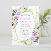 Spring Purple Flowers with Foliage Einladung (Stehend Vorderseite)