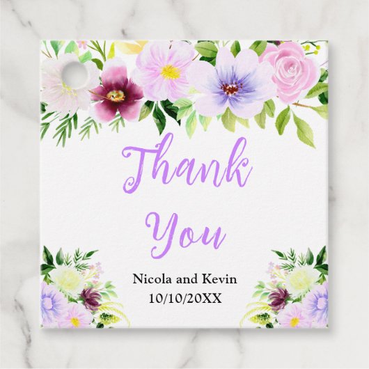 Spring Purple Flowers with Foliage Geschenkanhänger (Vorderseite)