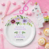 Spring Purple Flowers with Foliage Pappteller (Party)