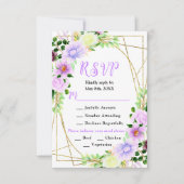 Spring Purple Flowers with Foliage RSVP Karte (Vorderseite)