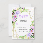 Spring Purple Flowers with Foliage RSVP Karte (Vorderseite)